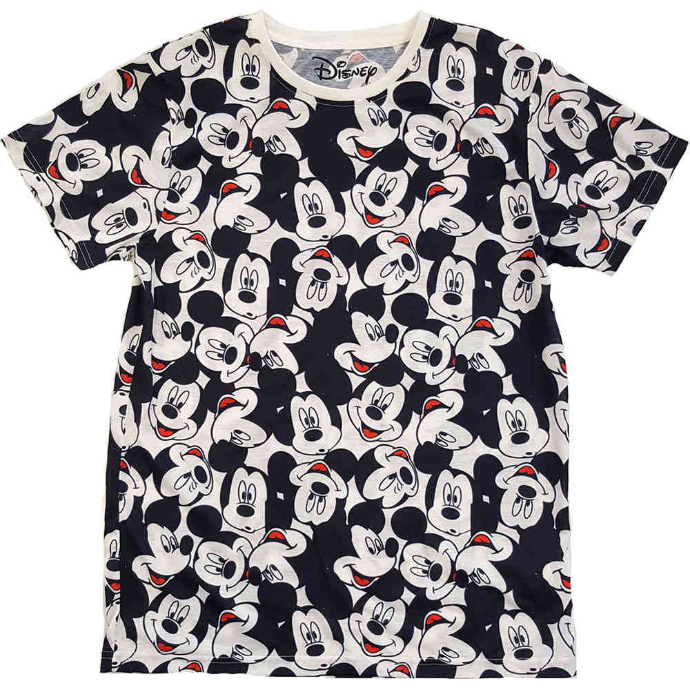 Disney Disney Mickey Mouse Heren Tshirt All Over Print Heads Disney Disney Mickey Mouse Heren Tshirt Distressed Grijs